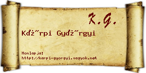 Kárpi Györgyi névjegykártya