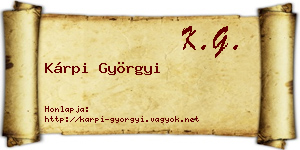 Kárpi Györgyi névjegykártya